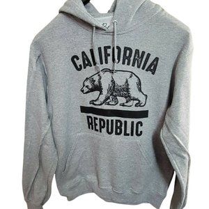 Bowery Supply Mens Hoodie Medium Gray California Republic Pullover Long Sleeve